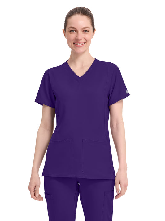 Women's 4-Pocket Shaped Shoulder Seam Top - 2468 - Grape