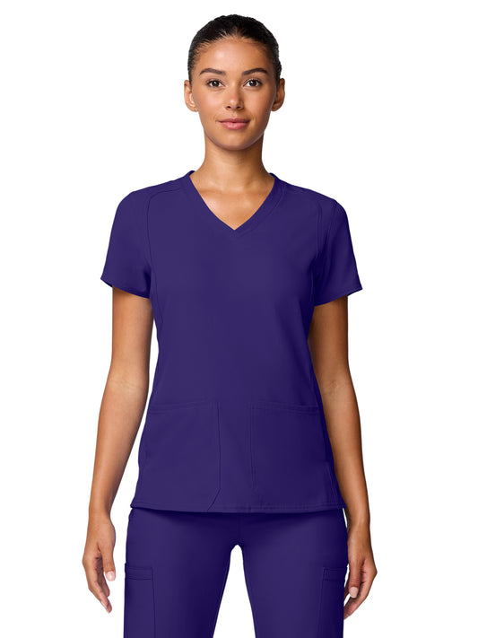 Women's 4-Pocket Shaped Shoulder Seam Top - 2468 - Grape