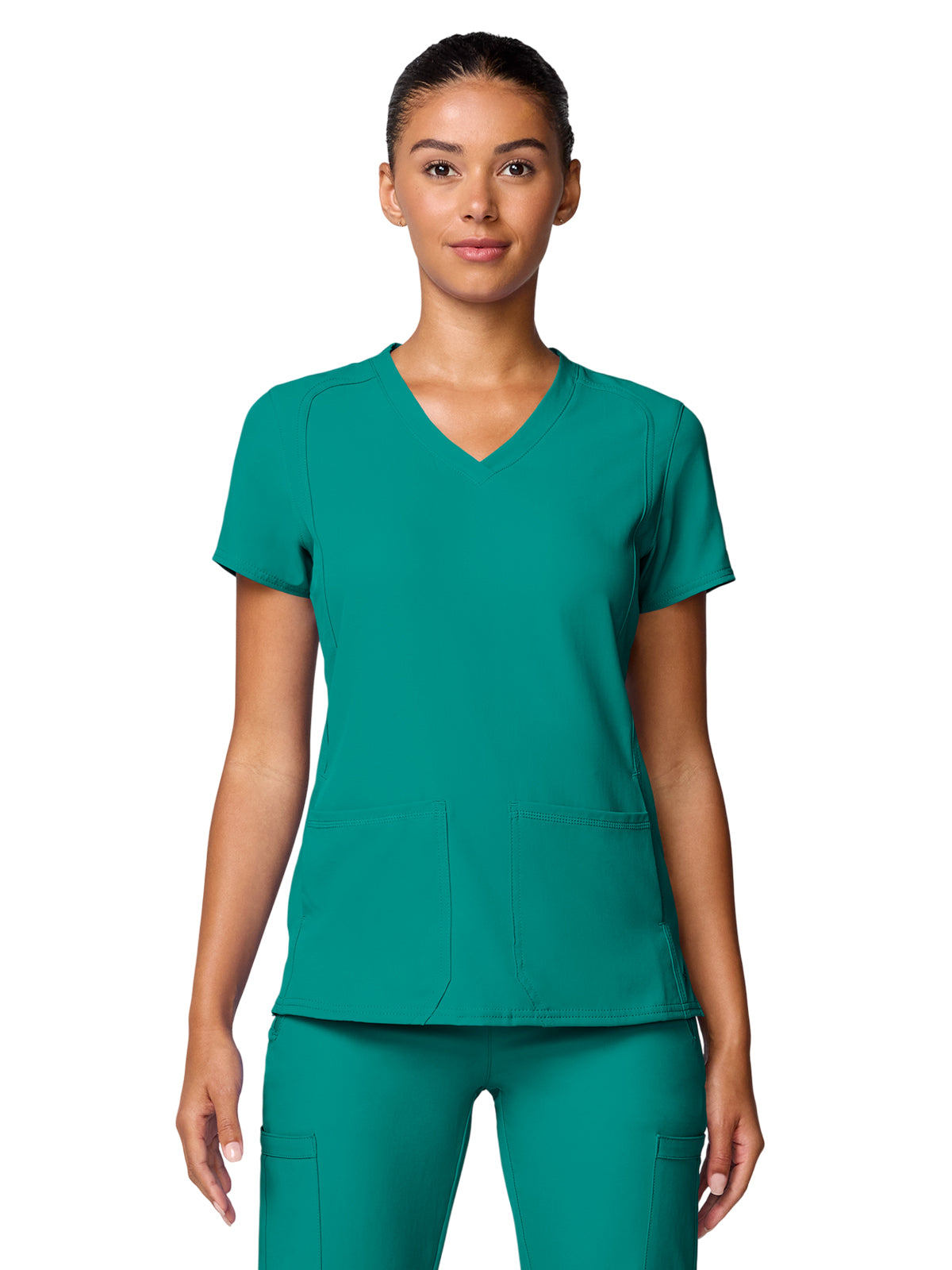 Women's 4-Pocket Shaped Shoulder Seam Top - 2468 - Teal