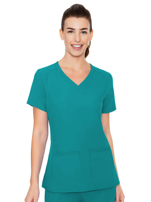 Women's 4-Pocket Shaped Shoulder Seam Top - 2468 - Teal