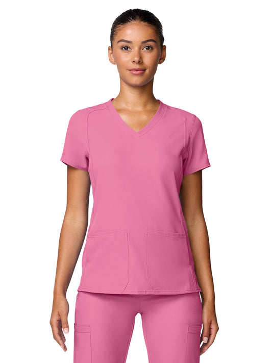 Women's 4-Pocket Shaped Shoulder Seam Top - 2468 - Taffy Pink
