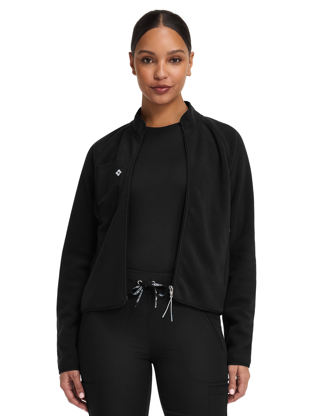 Women's 5-Pocket Fleece Warm Up Jacket - 384 - Black