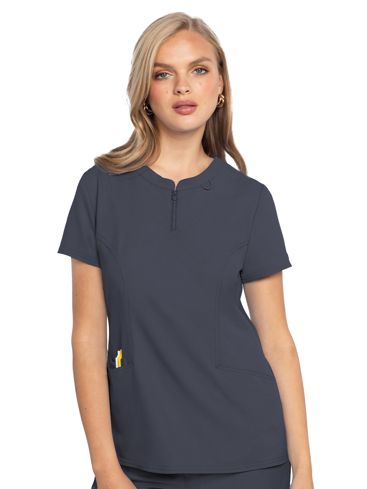 Women's 3-Pocket Zip Front Top - 609 - Pewter