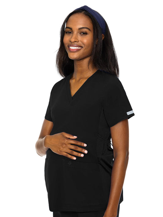 Women's 2-Pocket V-Neck Maternity Top - 628 - Black