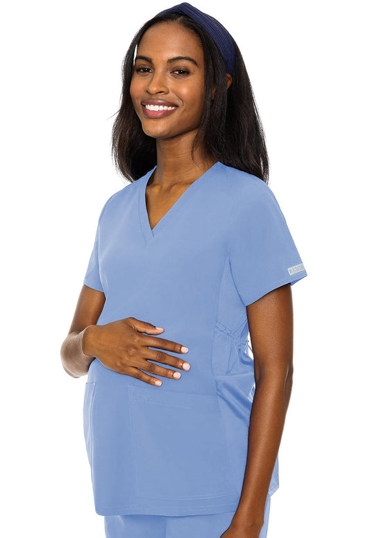 Women's 2-Pocket V-Neck Maternity Top - 628 - Ciel