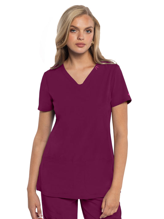 Women's 3-Pocket V-Neck Top - 702 - Wine