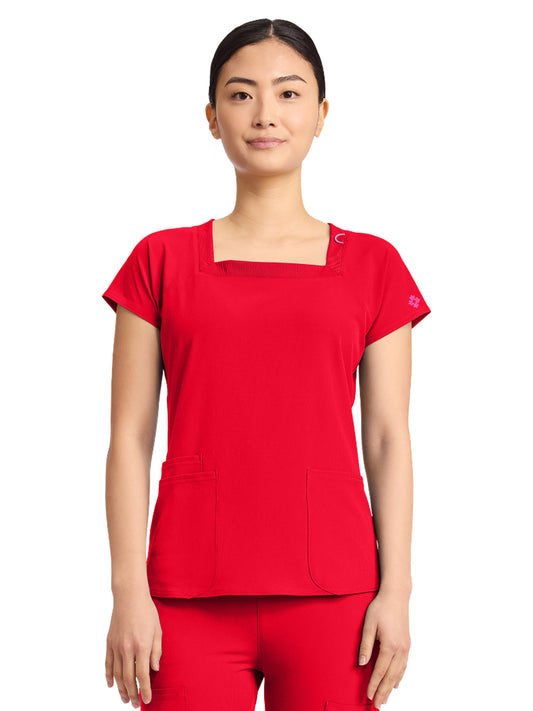 Women's 3-Pocket Square Neck Scrub Top - 704 - Solar Flare