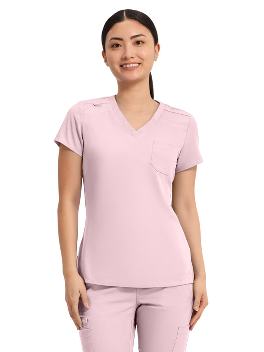 Women's 1-Pocket V-Neck Top - 7448 - Ice Pink