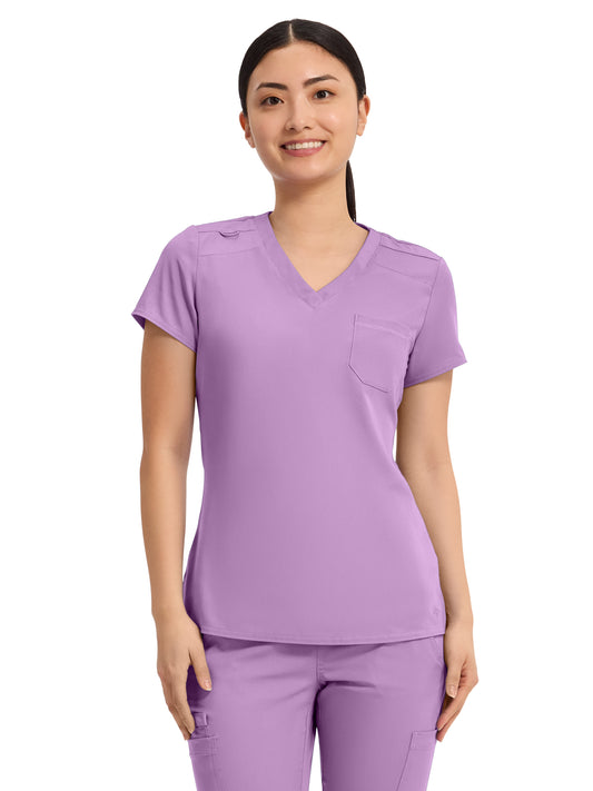 Women's 1-Pocket V-Neck Top - 7448 - Lilac