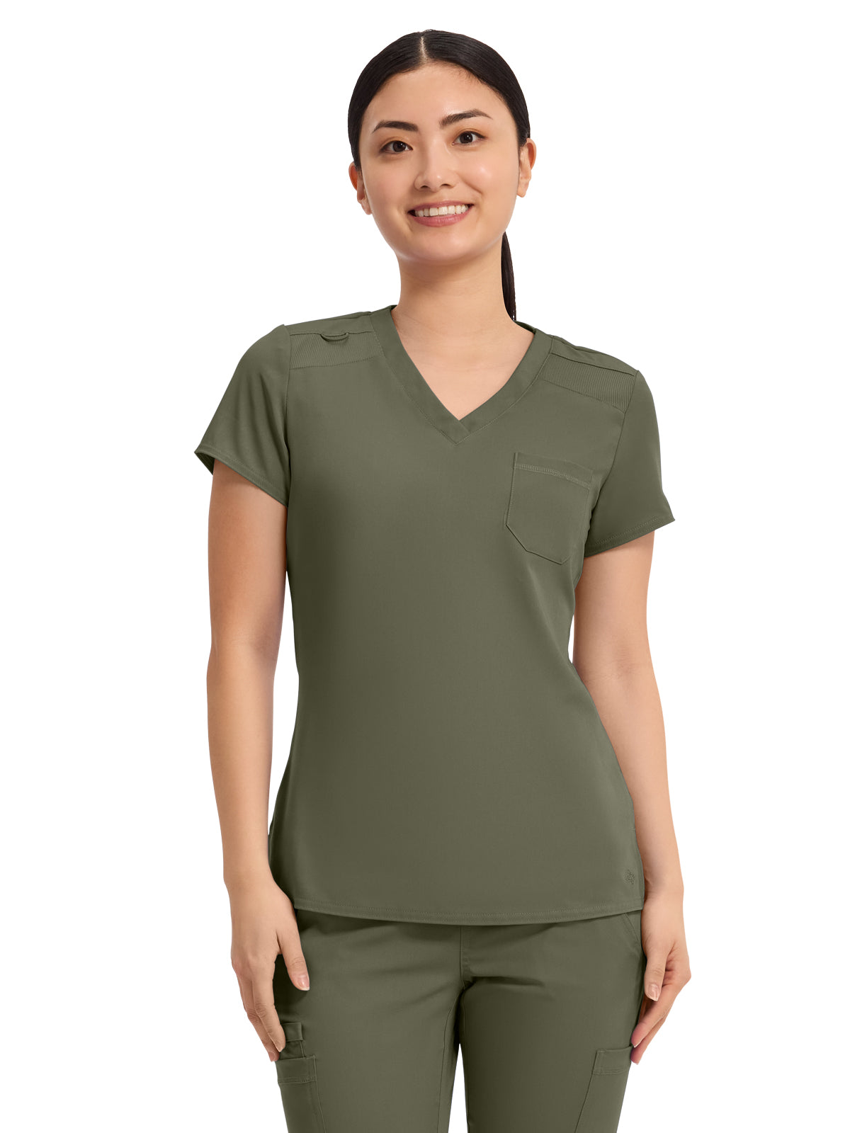Women's 1-Pocket V-Neck Top - 7448 - Olive