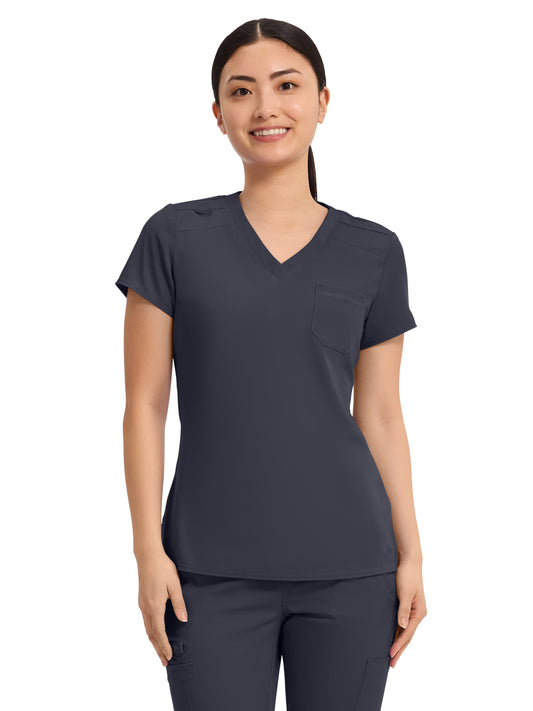 Women's 1-Pocket V-Neck Top - 7448 - Pewter