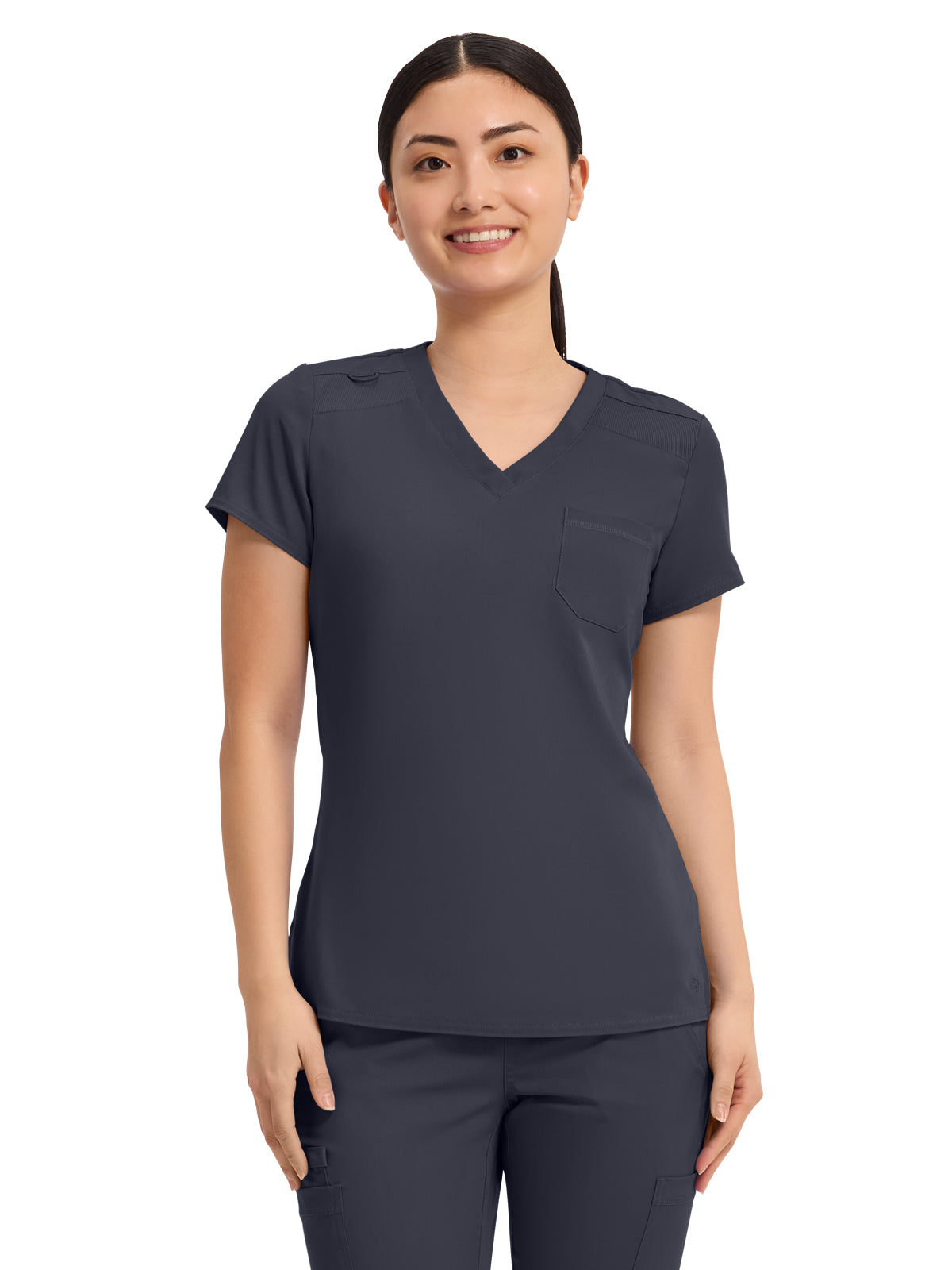 Women's 1-Pocket V-Neck Top - 7448 - Pewter