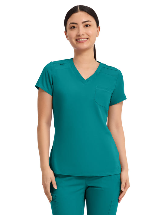 Women's 1-Pocket V-Neck Top - 7448 - Teal