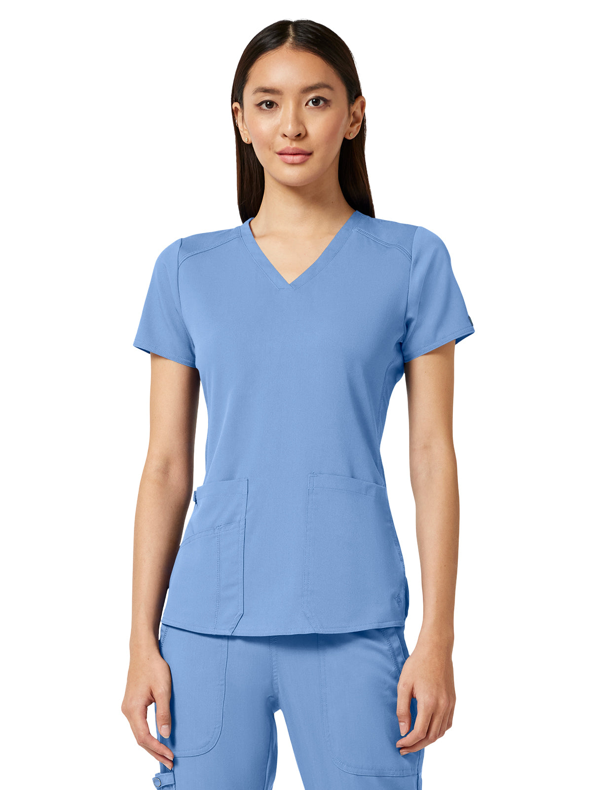 Women's 4-Pocket V-Neck Shirttail Top - 7459 - Ceil
