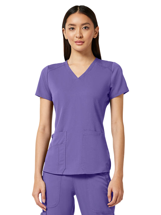 Women's 4-Pocket V-Neck Shirttail Top - 7459 - Electric Lavender