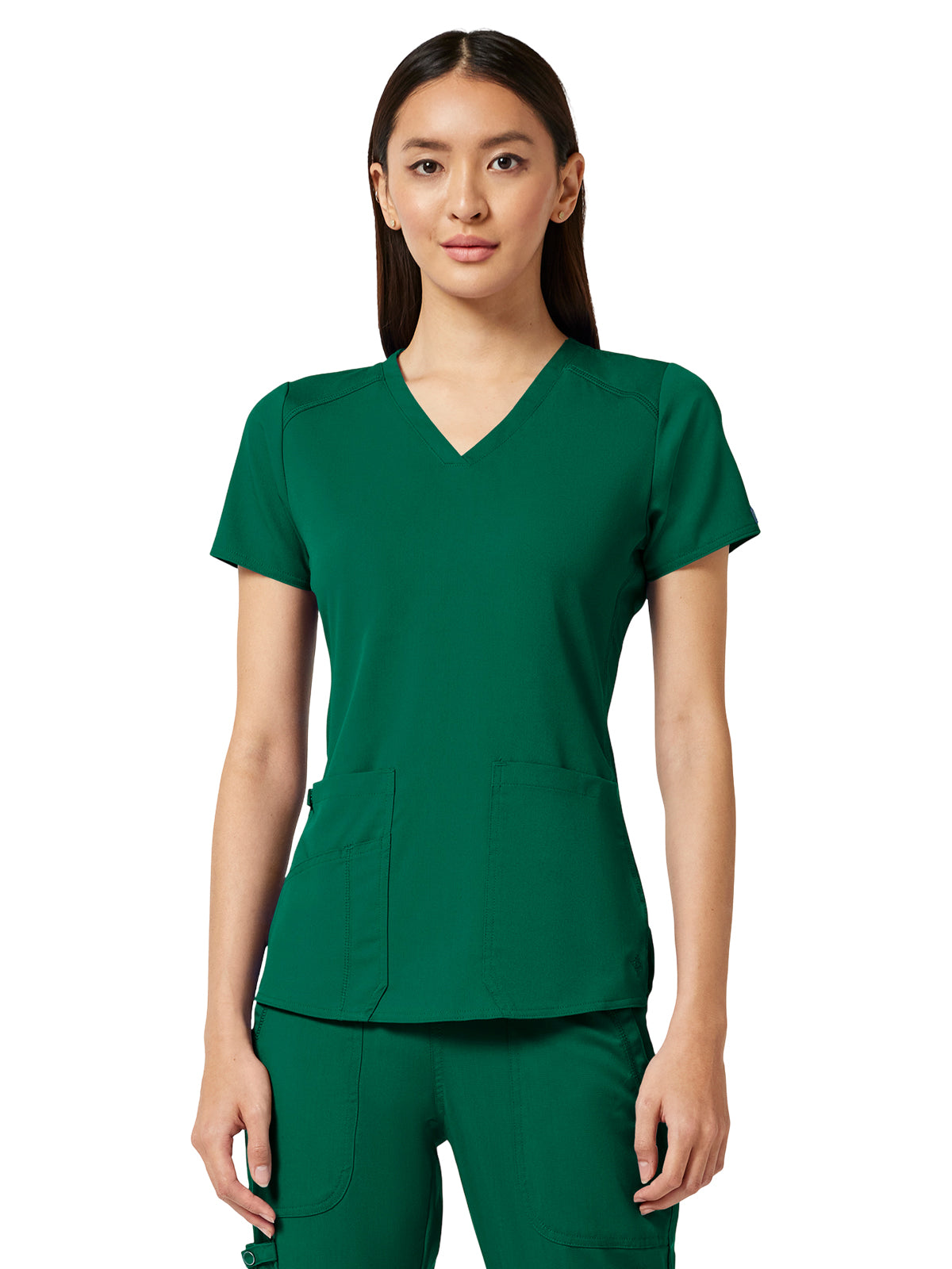Women's 4-Pocket V-Neck Shirttail Top - 7459 - Hunter