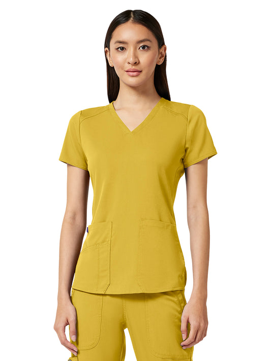 Women's 4-Pocket V-Neck Shirttail Top - 7459 - Midsummer Gold