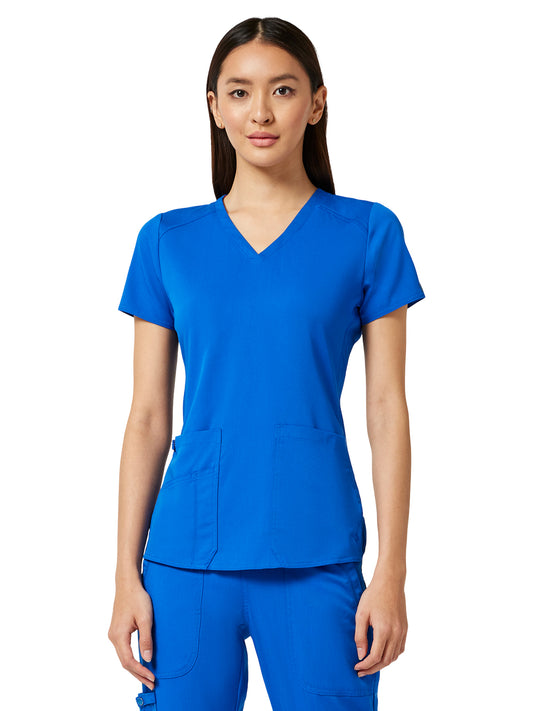 Women's 4-Pocket V-Neck Shirttail Top - 7459 - Royal