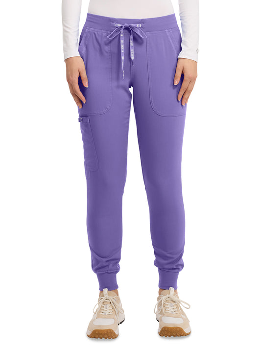 Women's 5-Pocket Rib-Knit Waistband Pant - 7710 - Electric Lavender