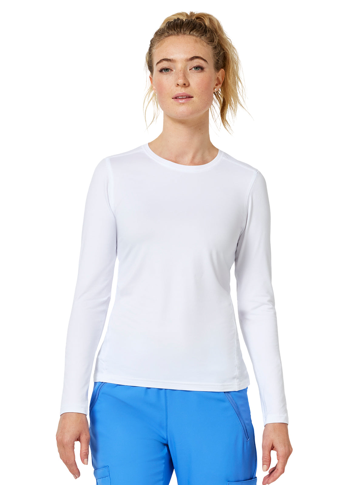 Women's Pocketless Performance Knit Underscrub Tee - 8499 - White