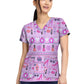 Women's 2-Pocket V-Neck Print Top - 8564 - Fashion Fair Isle