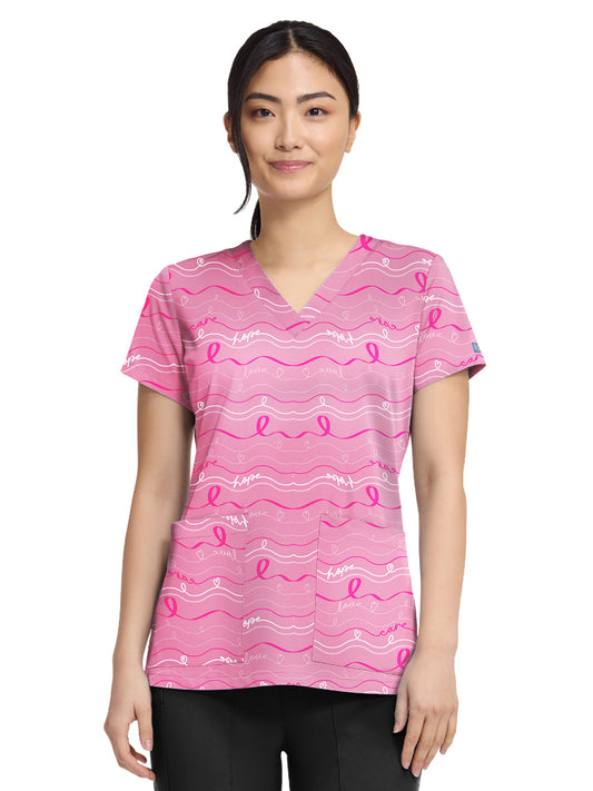 Women's 2-Pocket V-Neck Print Top - 8564 - In The Loop