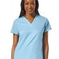 Women's Four-Pocket V-Neck Top - 1708 - Sky Blue