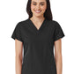Women's V-Neck Two Pocket Top - 1716 - Black