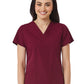 Women's V-Neck Two Pocket Top - 1716 - Wine