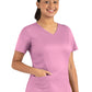 Women's Three-Pocket V-Neck Top - 3501 - Wild Rose