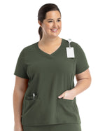 Women's Layered Three-Pocket V-Neck Top - 3901 - Olive
