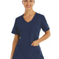 Women's Two-Pocket Knit V-neck Top - 3902 - Heather Navy