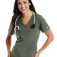 Women's Three-Pocket Double V-Neck Top - 5001 - Olive