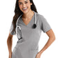 Women's Three-Pocket Double V-Neck Top - 5001 - Quiet Grey