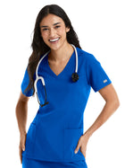 Women's Three-Pocket Double V-Neck Top - 5001 - Royal Blue