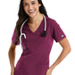 Women's Three-Pocket Double V-Neck Top - 5001 - Wine