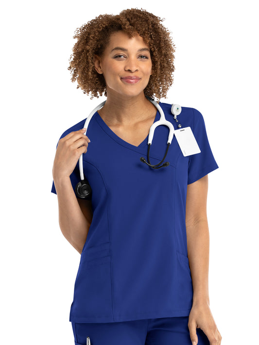 Women's Three-Pocket Mock Wrap Top - 5002 - Galaxy Blue