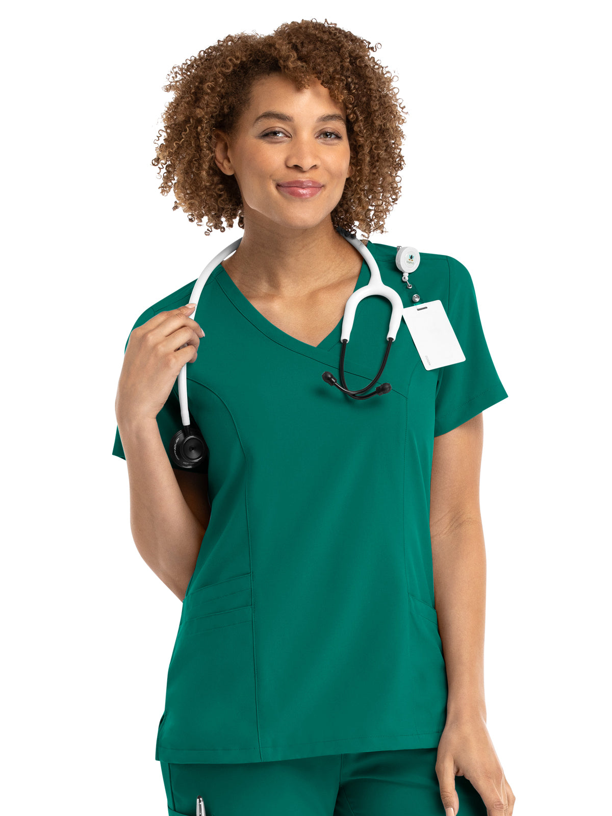 Women's Three-Pocket Mock Wrap Top - 5002 - Hunter Green