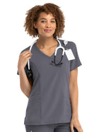Women's Three-Pocket Mock Wrap Top - 5002 - Pewter