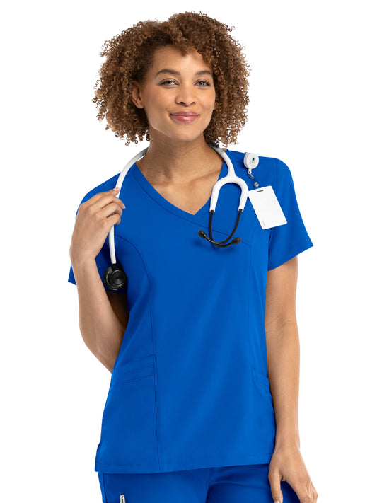 Women's Three-Pocket Mock Wrap Top - 5002 - Royal Blue