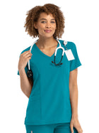 Women's Three-Pocket Mock Wrap Top - 5002 - Teal