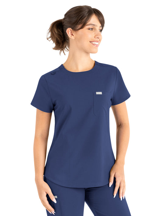 Women's 3-Pocket Round Neck Top - 5005 - Navy