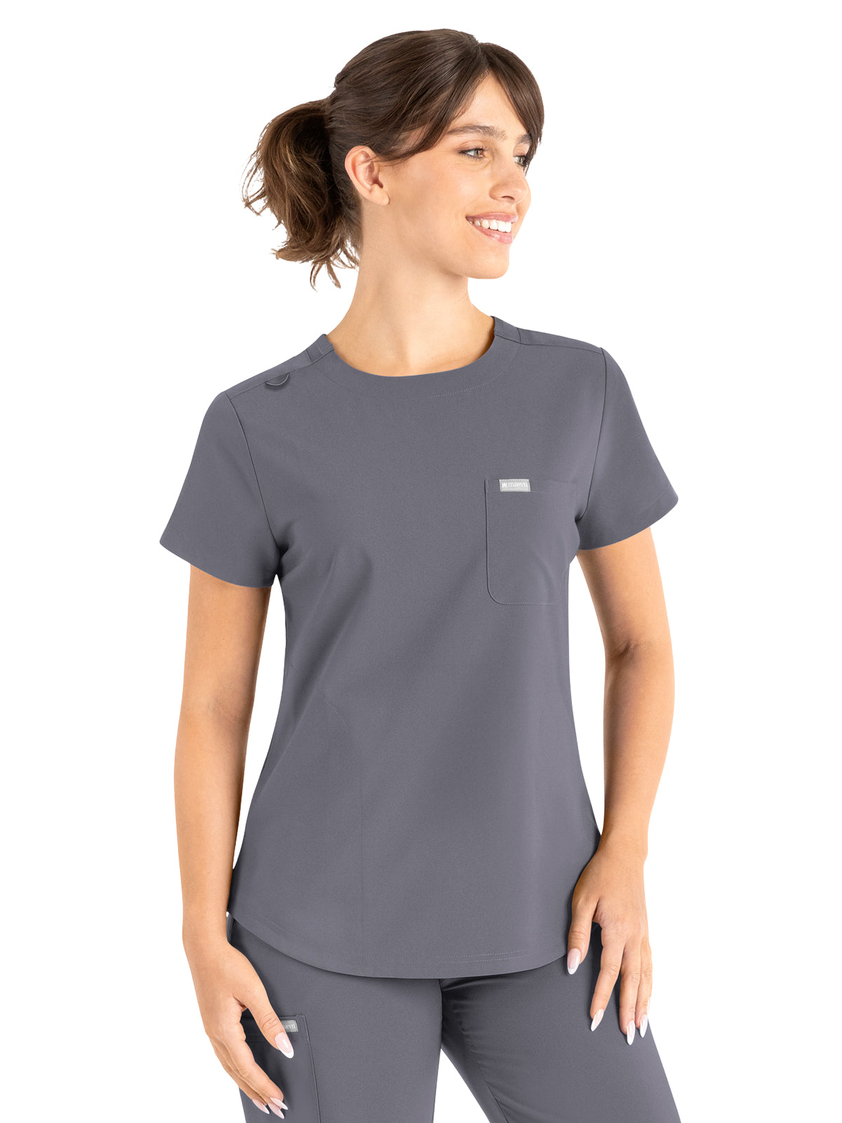 Women's 3-Pocket Round Neck Top - 5005 - Pewter