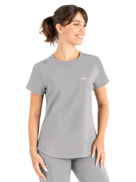 Women's 3-Pocket Round Neck Top - 5005 - Quiet Grey