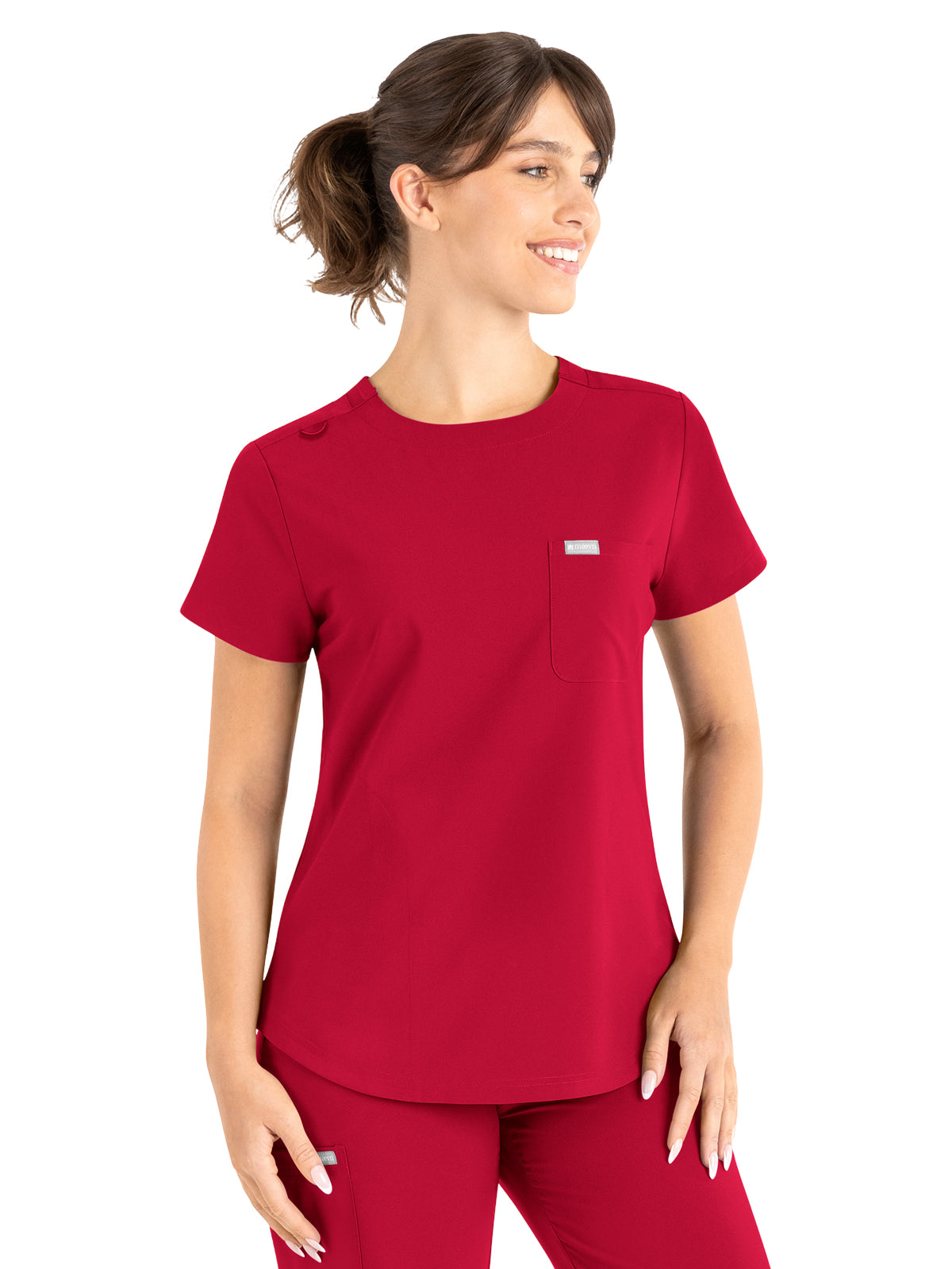 Women's 3-Pocket Round Neck Top - 5005 - Red