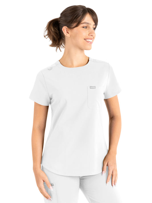 Women's 3-Pocket Round Neck Top - 5005 - White