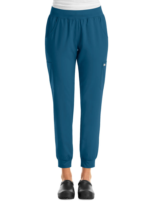 Women's Six-Pocket Micro Knit Fabric Jogger Pant - 5092 - Caribbean Blue