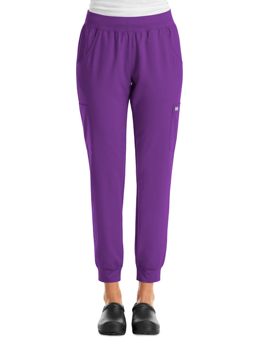 Women's Six-Pocket Micro Knit Fabric Jogger Pant - 5092 - Eggplant