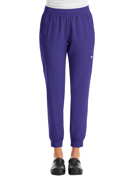 Women's Six-Pocket Micro Knit Fabric Jogger Pant - 5092 - Grape