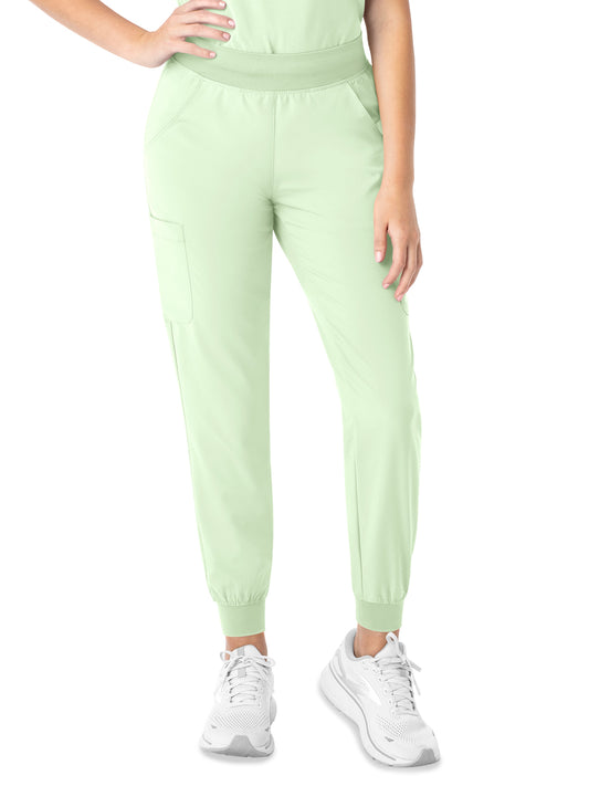 Women's Six-Pocket Micro Knit Fabric Jogger Pant - 5092 - Honeydew